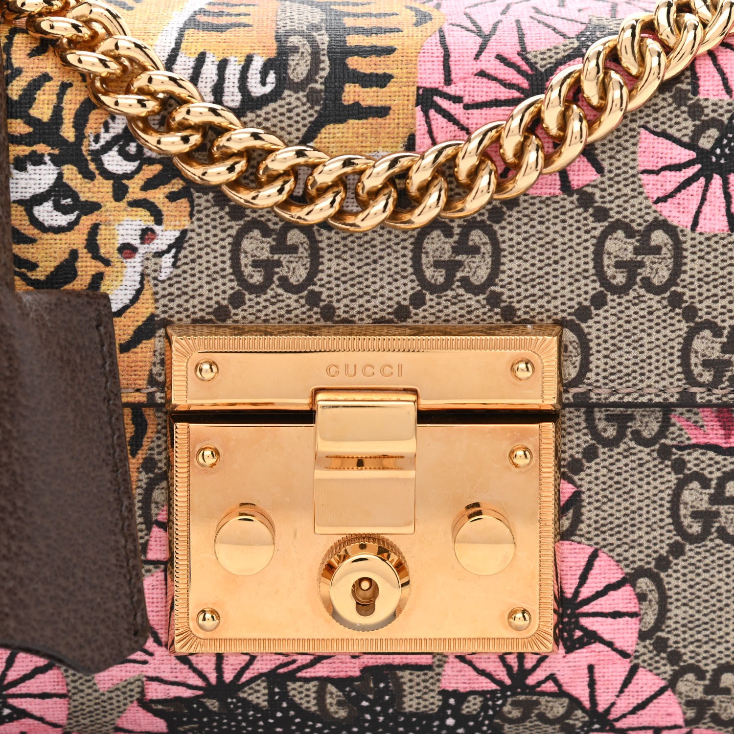 Gucci GG Supreme Monogram Bengal Small Padlock Shoulder Bag Beige Pink 8 of 10