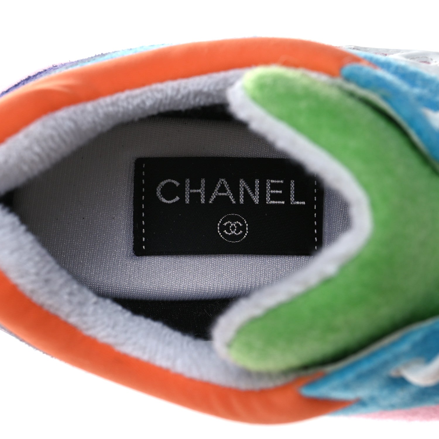 Chanel Fabric Suede Calfskin CC Sneakers 38.5 White Multicolor 7 of 7