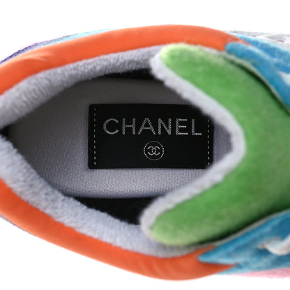 Chanel Fabric Suede Calfskin CC Sneakers 38.5 White Multicolor 7 of 7