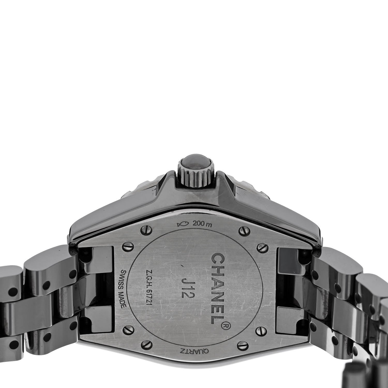 Chanel Stainless Steel Ceramic Diamond 33mm J12 Quartz Watch Black 4 of 4