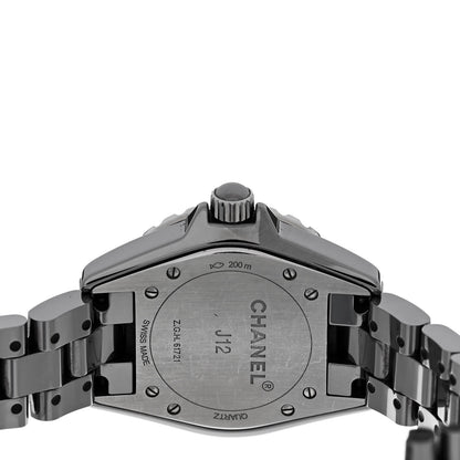 Chanel Stainless Steel Ceramic Diamond 33mm J12 Quartz Watch Black 4 of 4