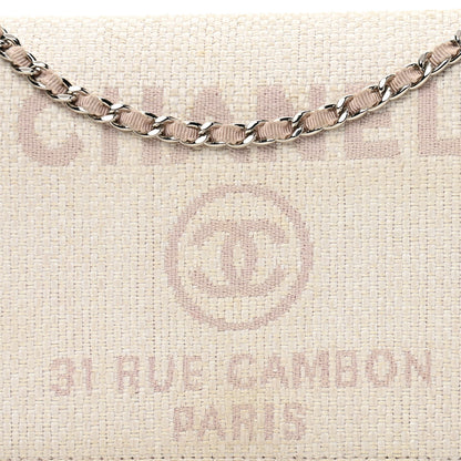 Chanel Canvas Deauville Wallet On Chain WOC Pink White 8 of 17