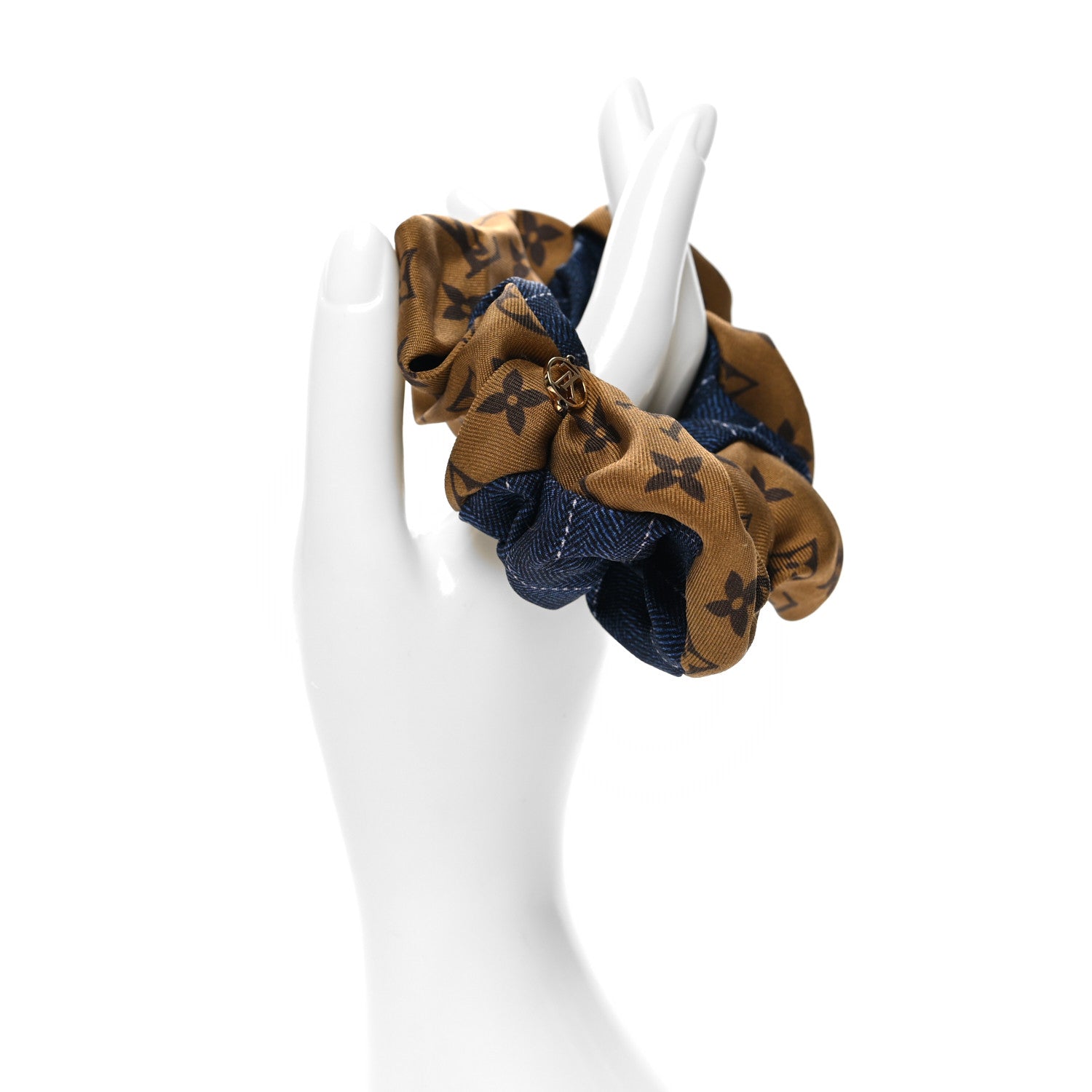 Louis Vuitton Silk Monogram Scrunchie Navy 2 of 4