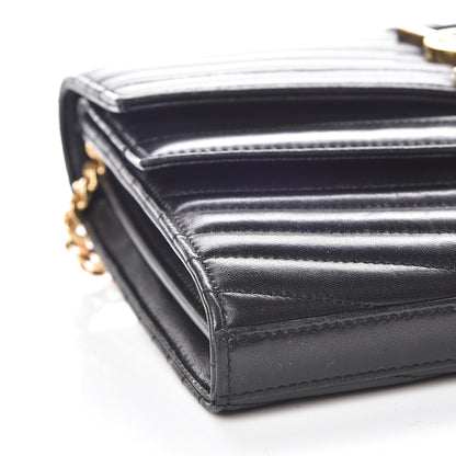 Saint Laurent Lambskin Matelasse Chevron Monogram Sulpice Chain Wallet Black 5 of 9