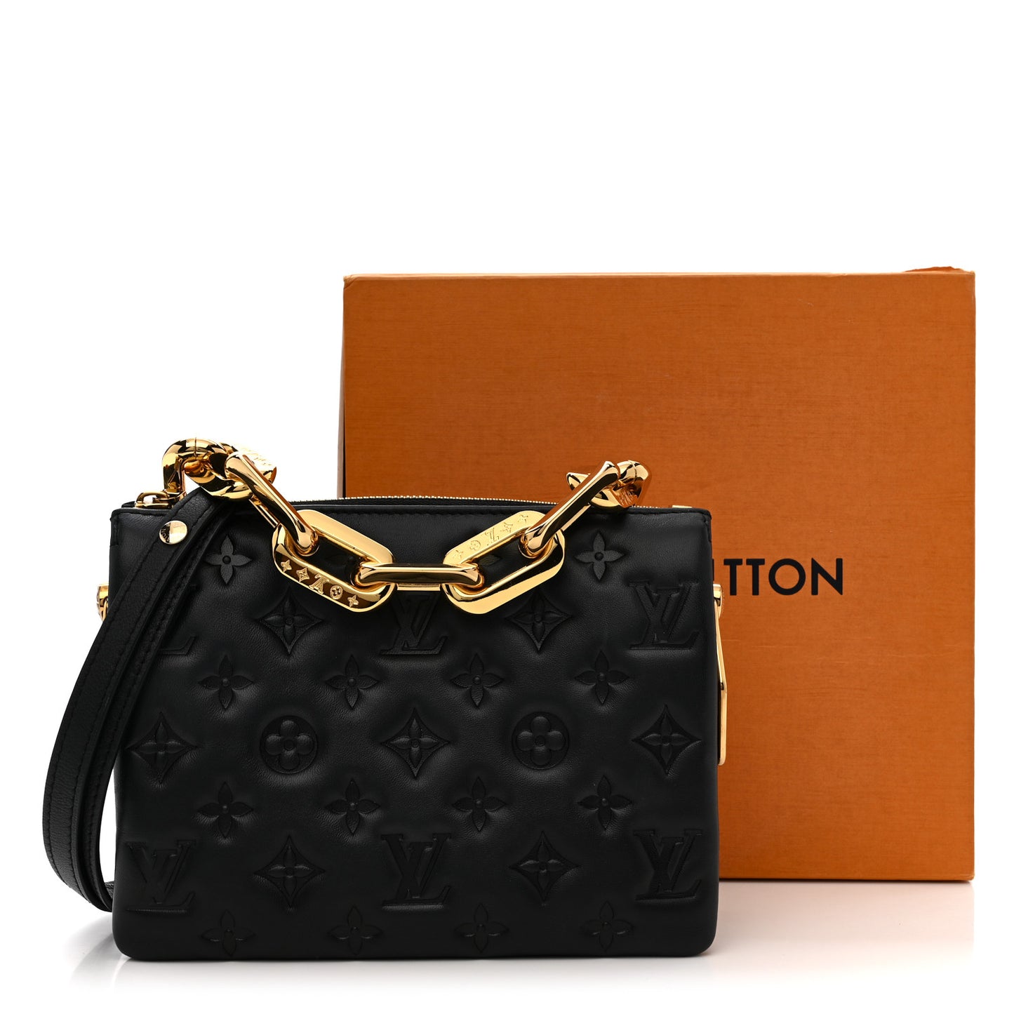 Lambskin Embossed Monogram Coussin BB Black