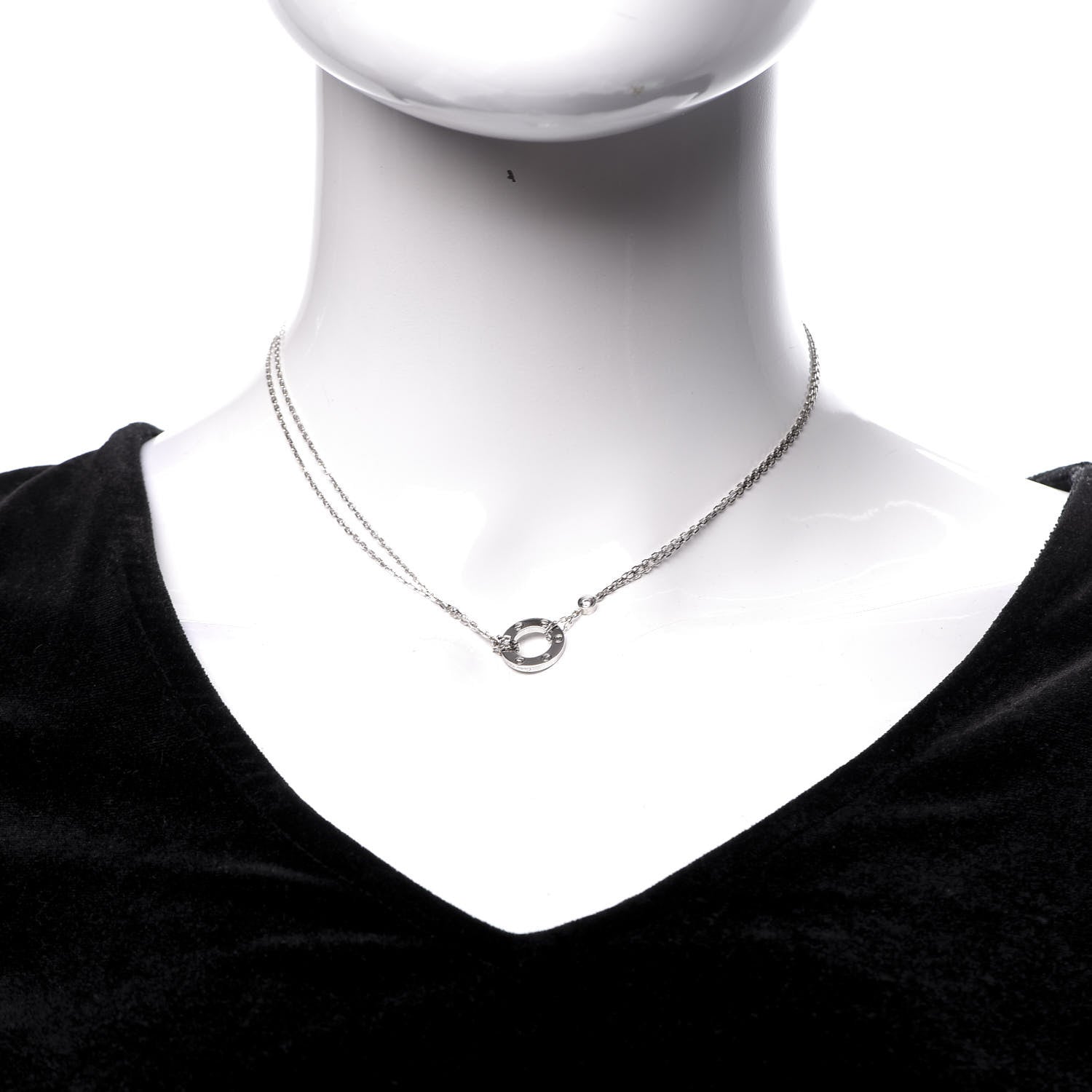 Cartier 18K White Gold 2 Diamond LOVE Necklace 2 of 5