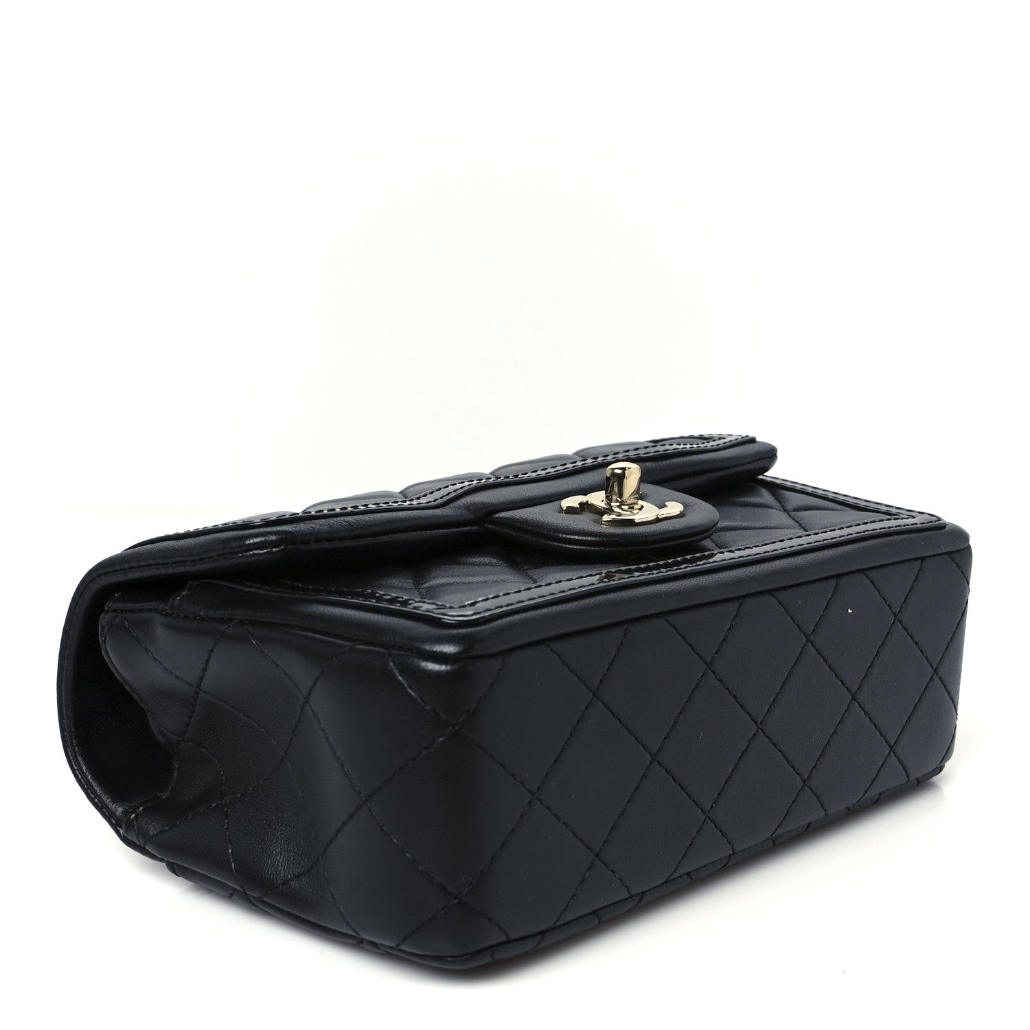Chanel Shiny Lambskin Quilted Half Mini Flap Black 4 of 12