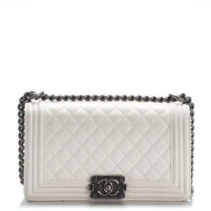 Chanel Lambskin Quilted Medium Boy Flap White 1 of 9