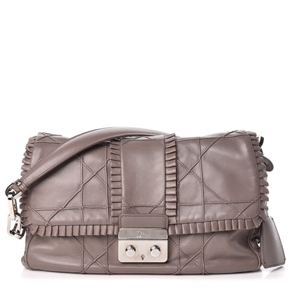 Christian Dior Lambskin Cannage Ruffle New Lock Flap Dark Taupe 1 of 13