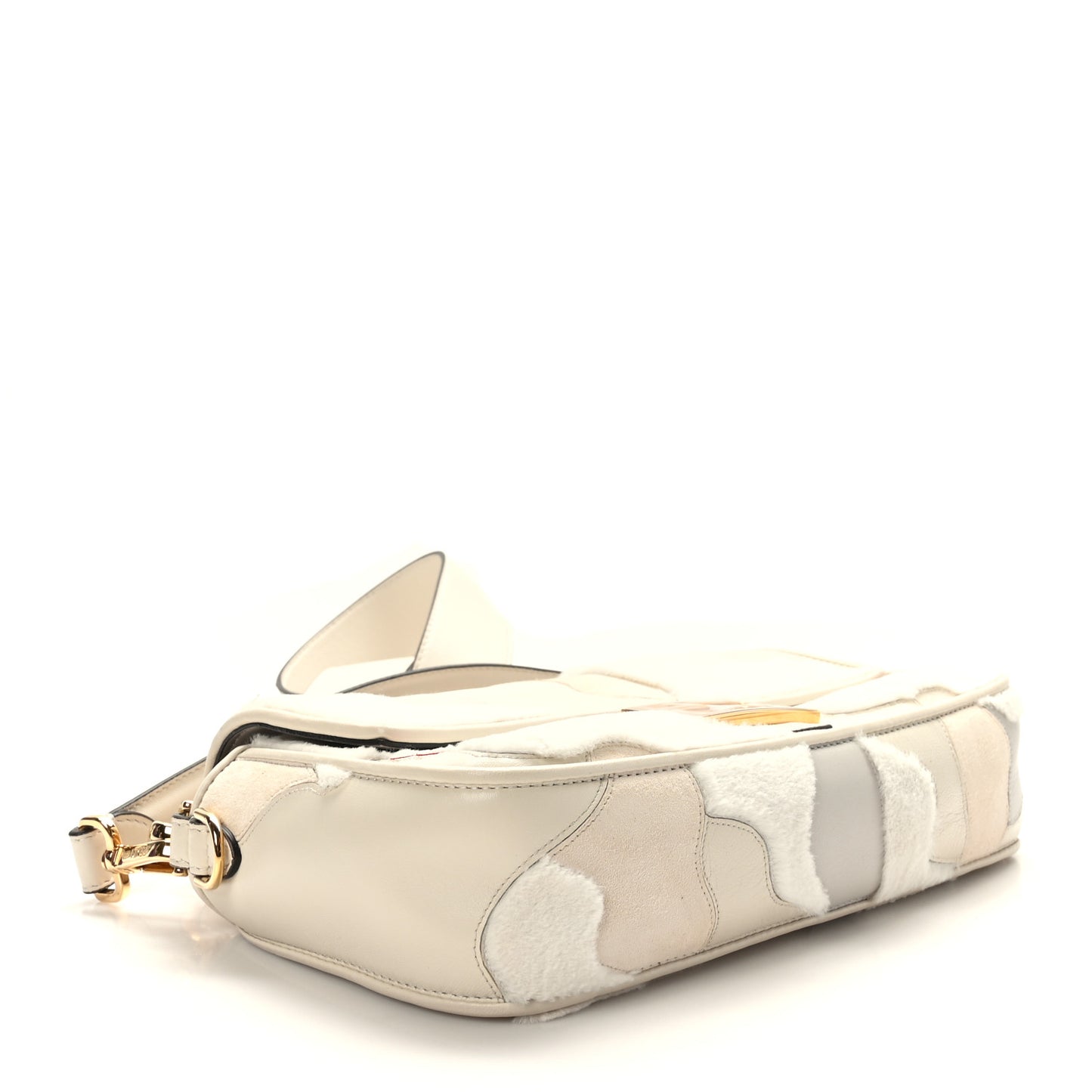 Mink Fur Nappa Faces Baguette Multicolor Bianco Carta