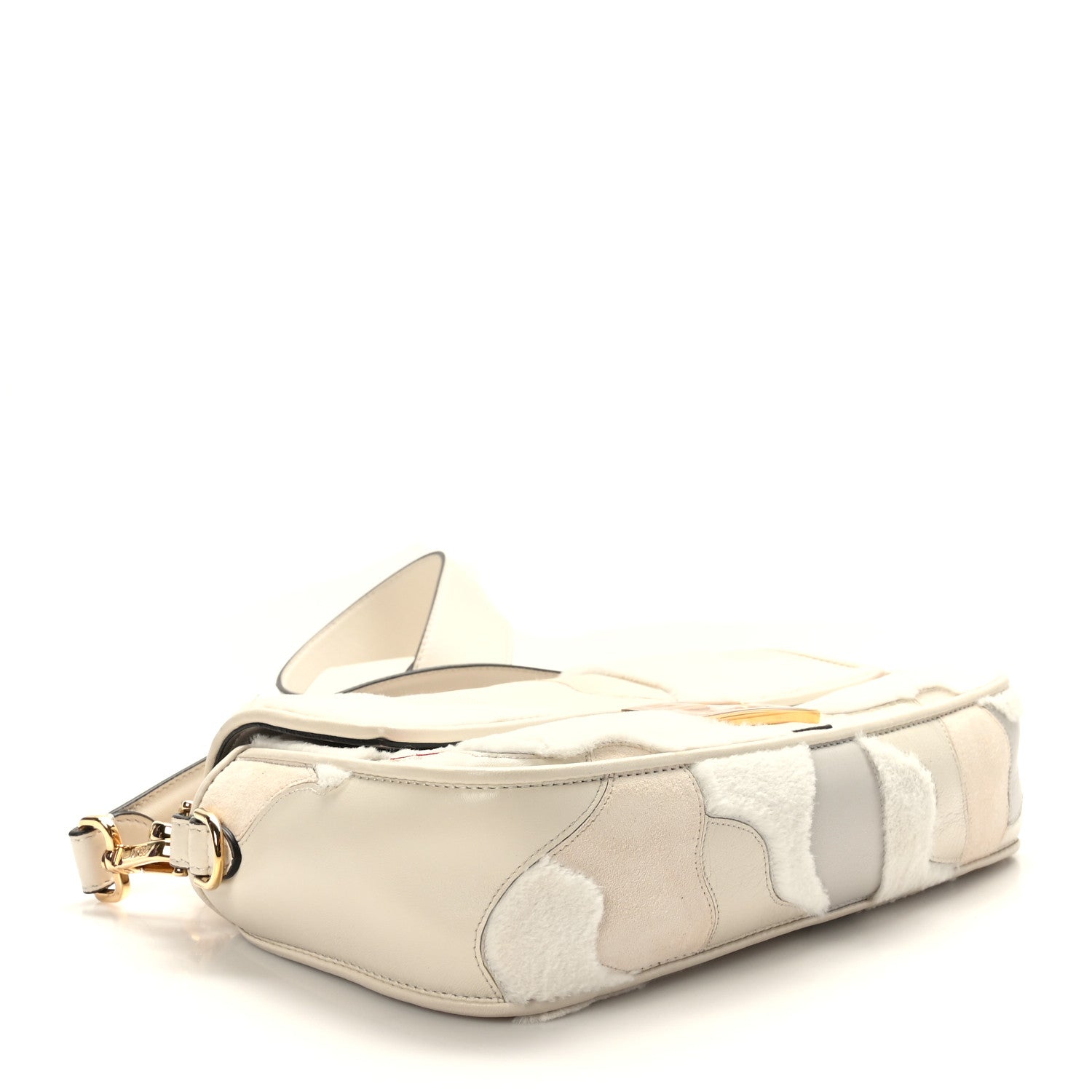Fendi Mink Fur Nappa Faces Baguette Multicolor Bianco Carta 4 of 8