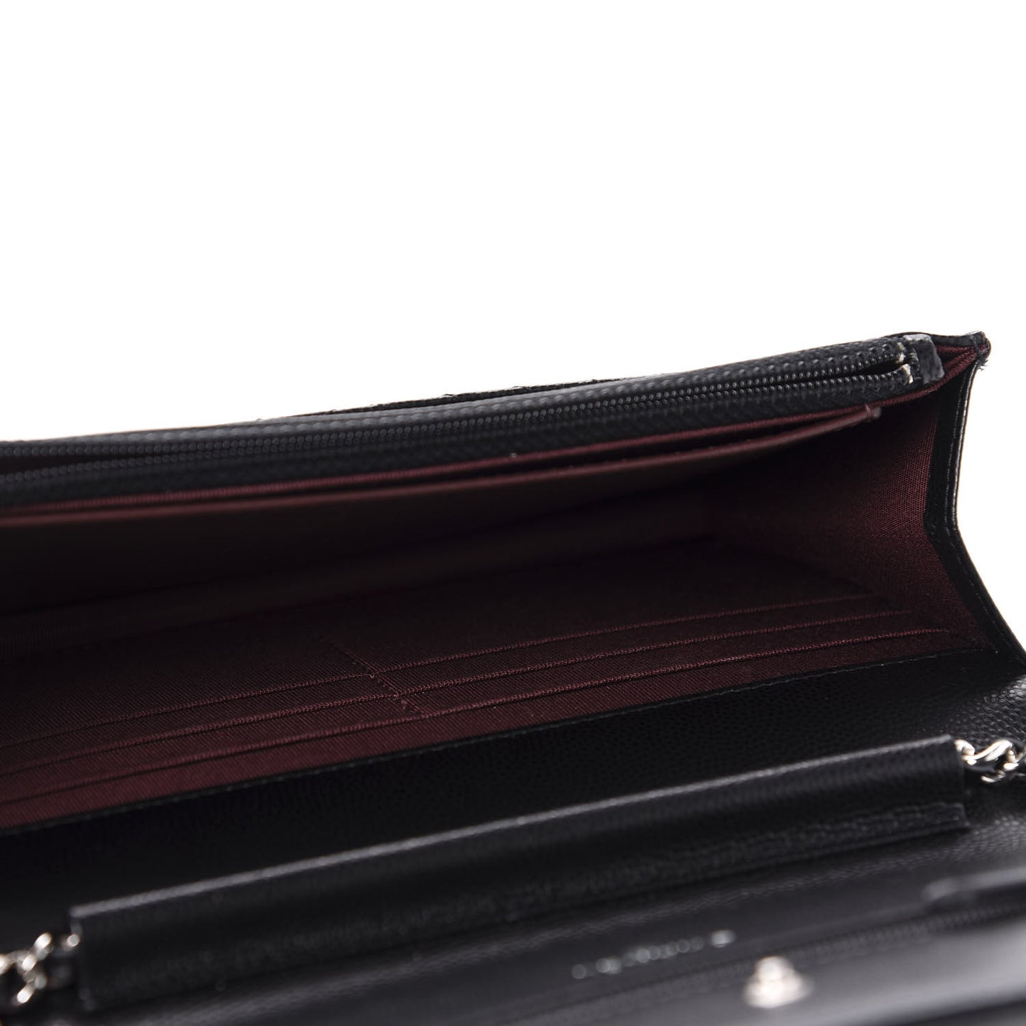 Caviar Chevron Quilted Wallet On Chain WOC Black