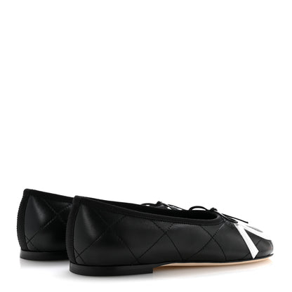 Chanel Lambskin Quilted CC Cambon Ballet Flats 36 Black White 5 of 10