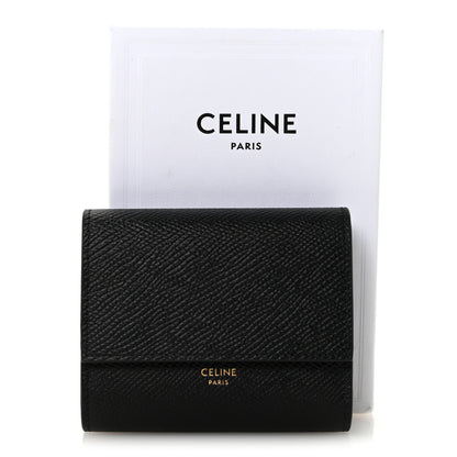 Celine Grained Calfskin Small Tri-Fold Wallet Black 8 of 8