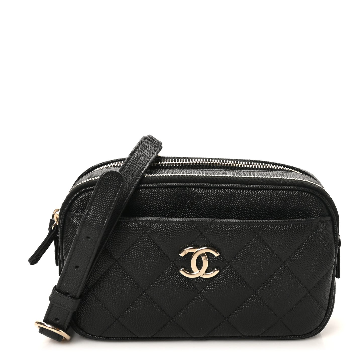 Caviar Quilted Waist Bag With Pouch Black