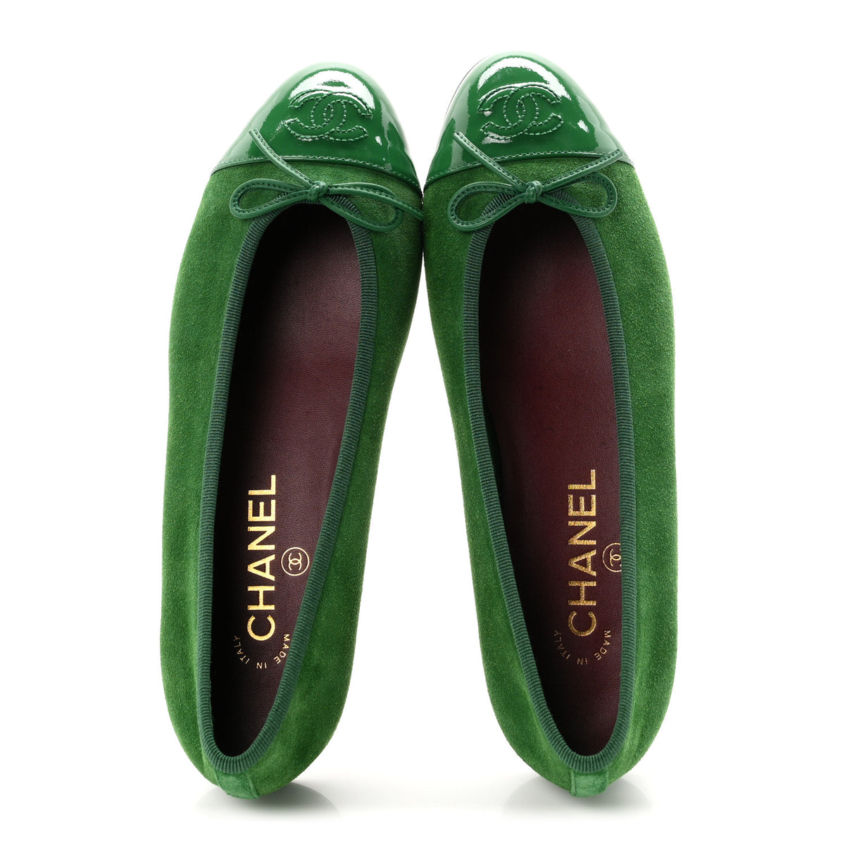 Suede Patent Cap Toe CC Ballerina Flats 37.5 Green