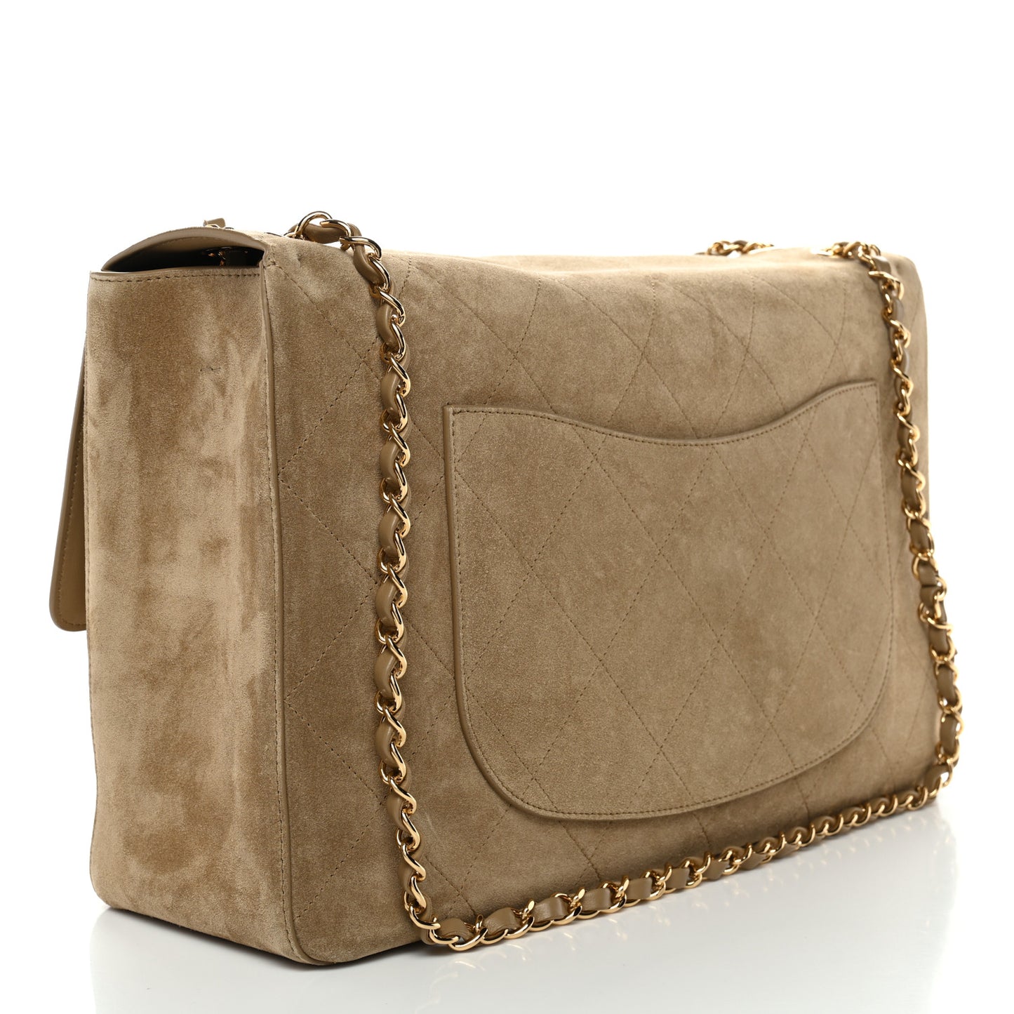 Suede Calfskin Souplissimo Maxi Flap Dark Beige