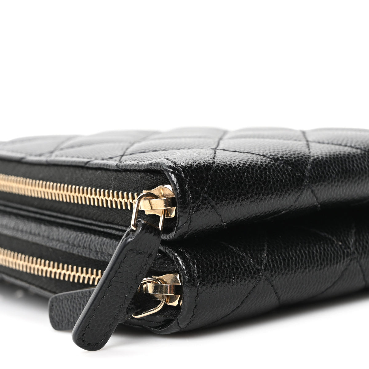 Caviar Quilted Phone Holder With Chain Black