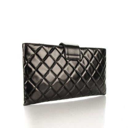 Chanel Glazed Calfskin Quilted Coco Pleats Clutch Black 3 of 7