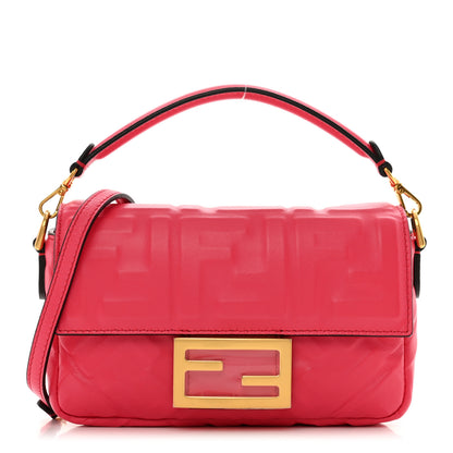 Fendi Nappa FF 1974 Embossed Mini Baguette Lampone 1 of 10