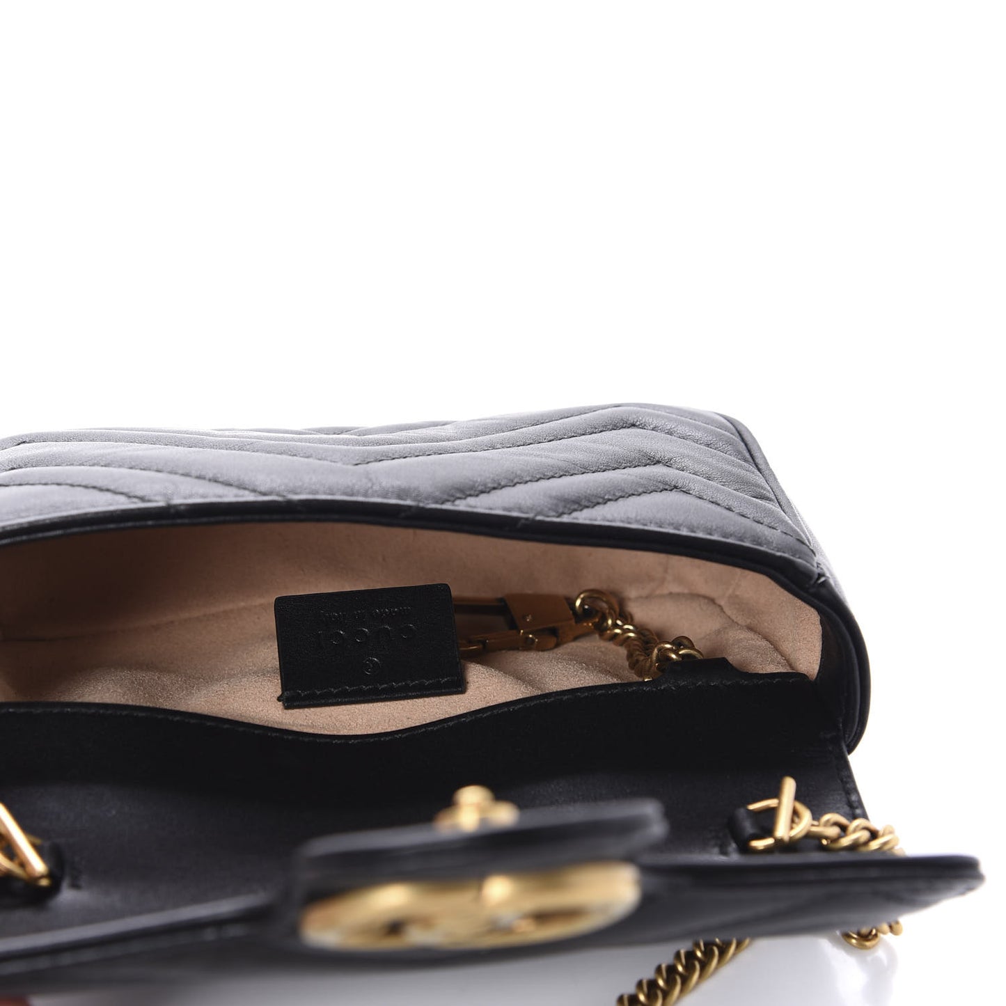Calfskin Matelasse Super Mini GG Marmont Shoulder Bag Black