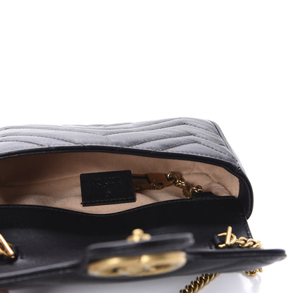 Gucci Calfskin Matelasse Super Mini GG Marmont Shoulder Bag Black 5 of 11