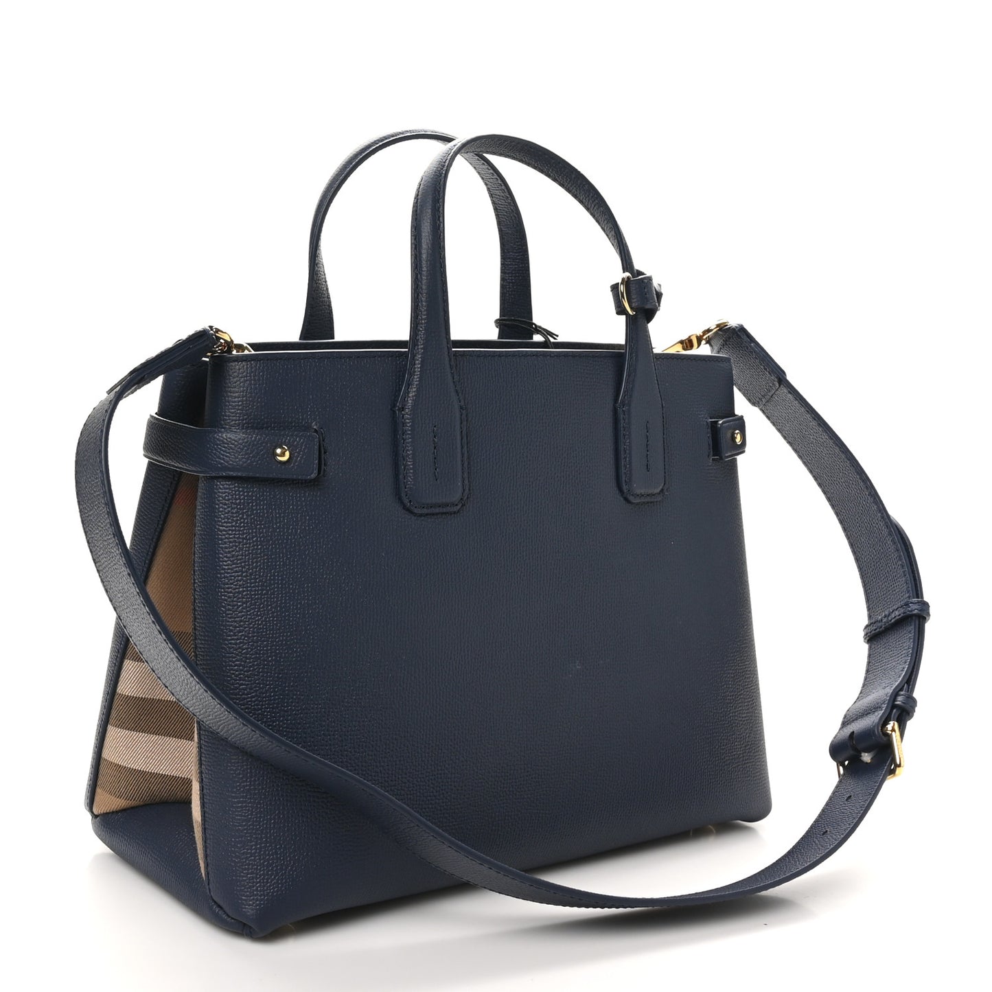 Derby Calfskin Vintage Check Medium Banner Tote Regency Blue
