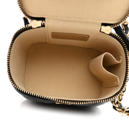 Chanel Lambskin Quilted Mini Pearl Crush Vanity Case With Chain Black 5 of 10