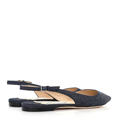 Jimmy Choo Denim Erin Slingback Flats 39.5 Indigo 4 of 8