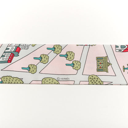 Hermes Silk Les Nouveaux Amoureux de Paris Twilly Rose Pale Vert Rose 3 of 4