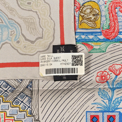 Hermes Silk Super Silk Quest Scarf 90 Argent Corail Multicolor 3 of 3