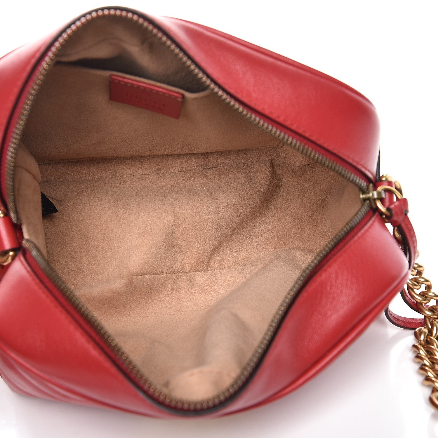 Gucci Calfskin Matelasse Small GG Marmont Chain Shoulder Bag Hibiscus Red 5 of 7