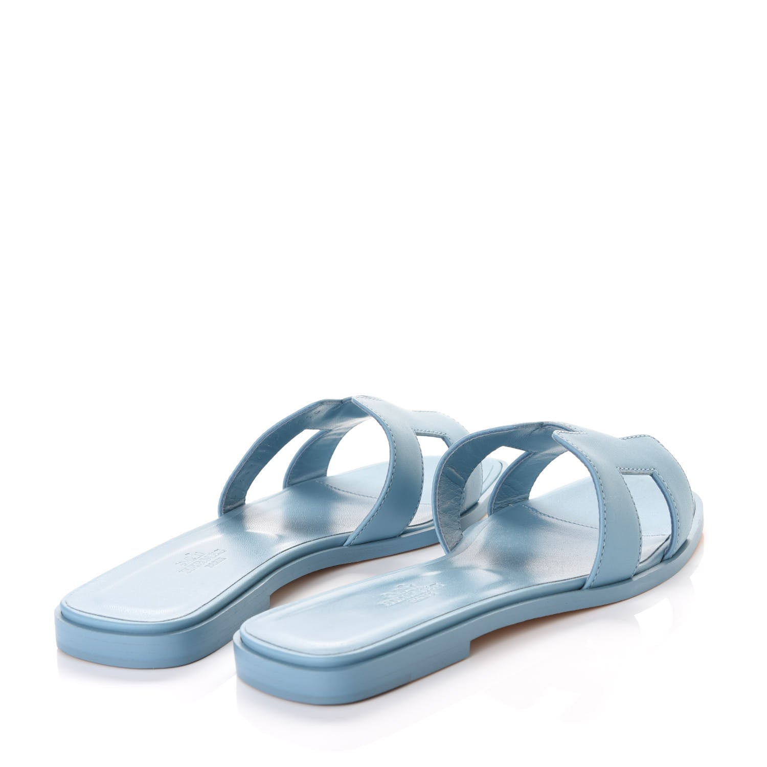 Hermes Calfskin Oran Sandals 37.5 Bleu Dorset 4 of 11