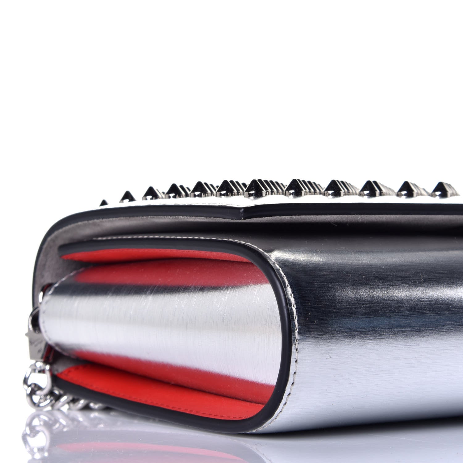 Christian Louboutin Metallic Calfskin Spikes Multimetal Paloma Clutch Silver 7 of 9