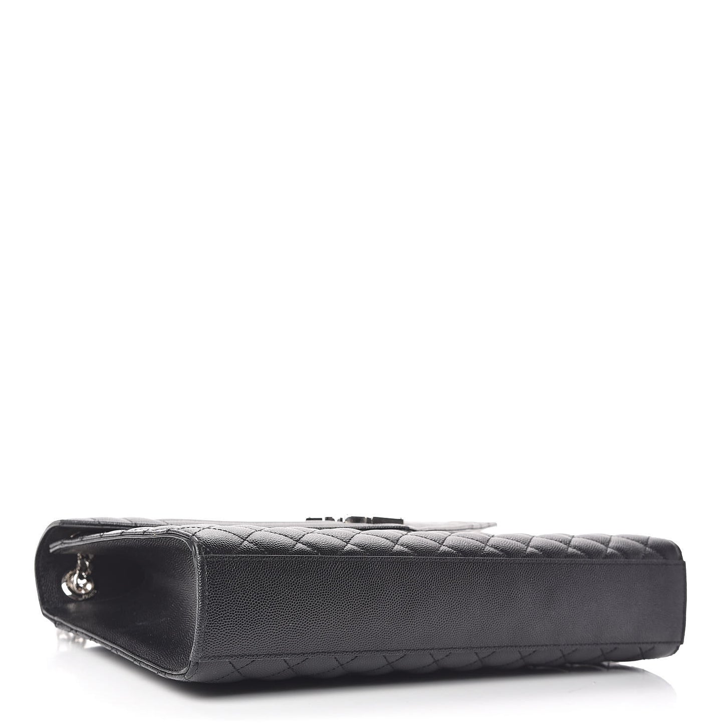 Grain De Poudre Textured Mixed Matelasse Large Triquilt Monogram Satchel Black