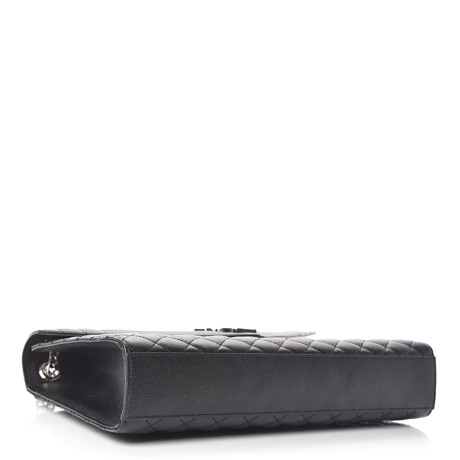 Saint Laurent Grain De Poudre Textured Mixed Matelasse Large Triquilt Monogram Satchel Black 4 of 11