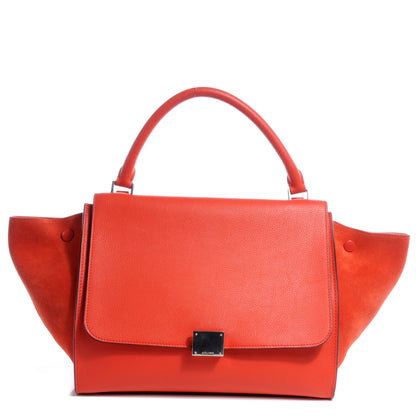 Celine Drummed Leather Suede Trapeze Small Luggage Vermillion 1 of 8