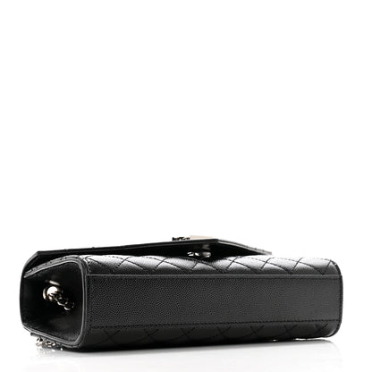 Saint Laurent Grain De Poudre Textured Mixed Matelasse Triquilt Small Monogram Satchel Black 4 of 12