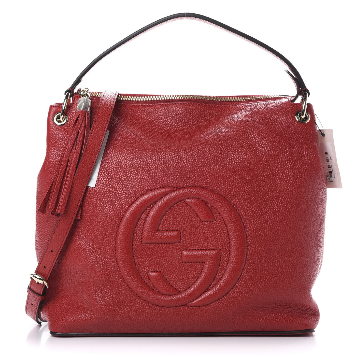 Pebbled Calfskin Large Soho Hobo Vibrant Red
