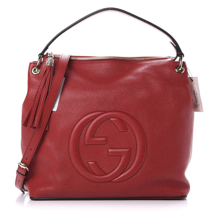 Gucci Pebbled Calfskin Large Soho Hobo Vibrant Red 1 of 9