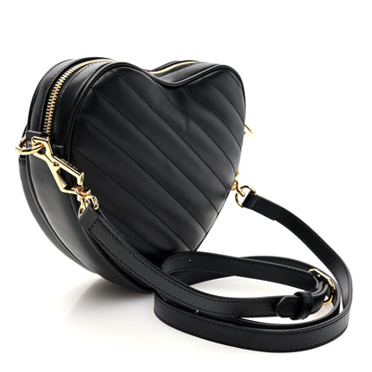 Gucci Calfskin Matelasse Diagonal Mini Interlocking G Heart Shoulder Bag Black 3 of 9