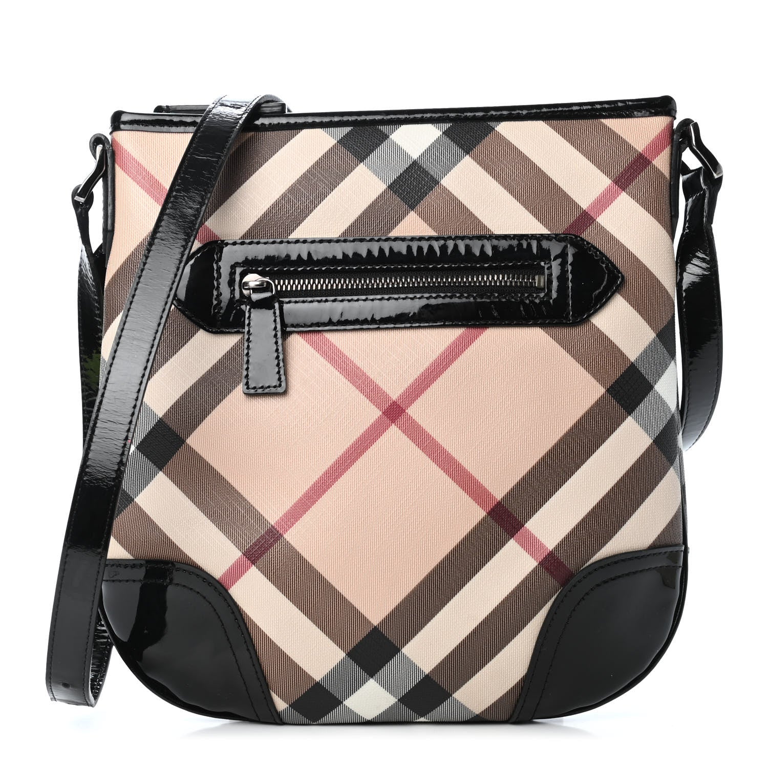 Burberry Patent Nova Check Dryden Crossbody Bag Black 1 of 5