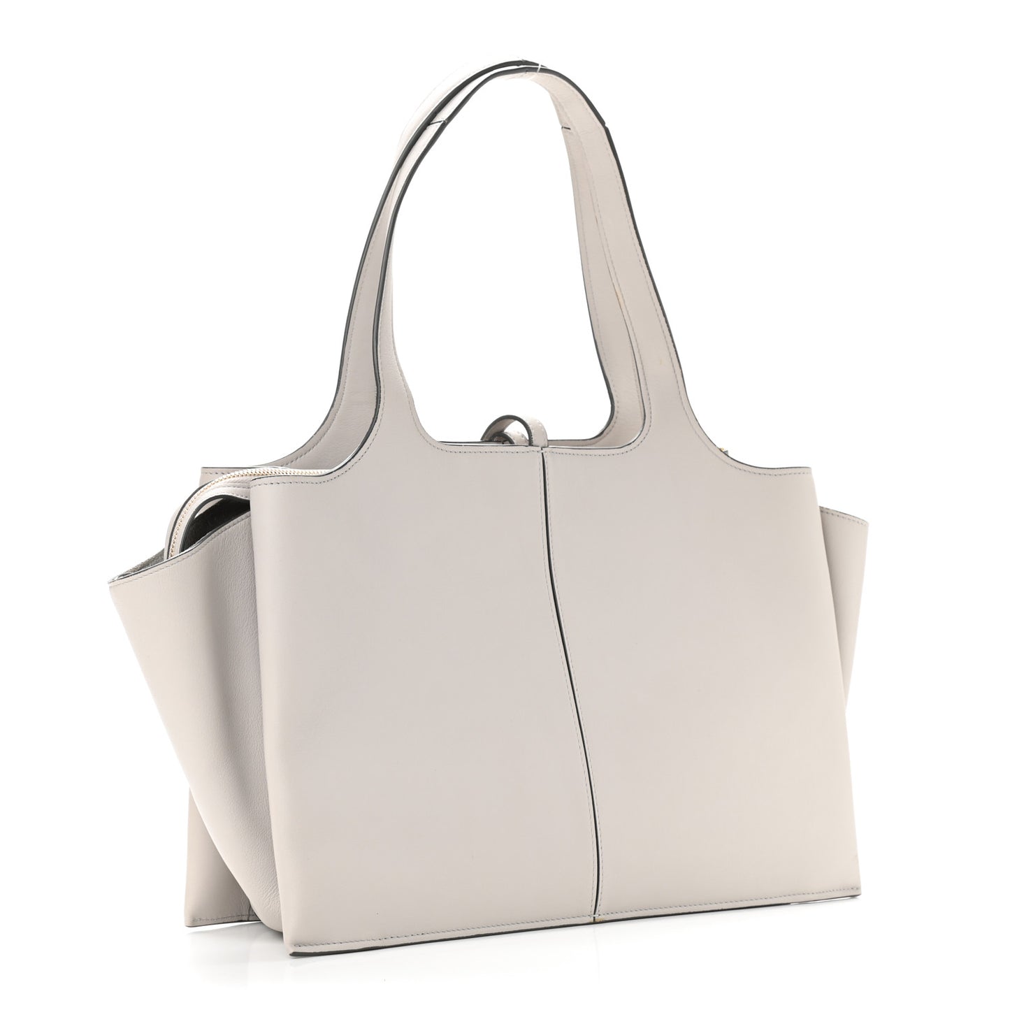 Calfskin Medium Tri-Fold Bag Pearl Grey