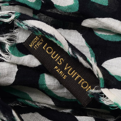 Louis Vuitton Cotton Leopard Stole Blue Infini 5 of 6