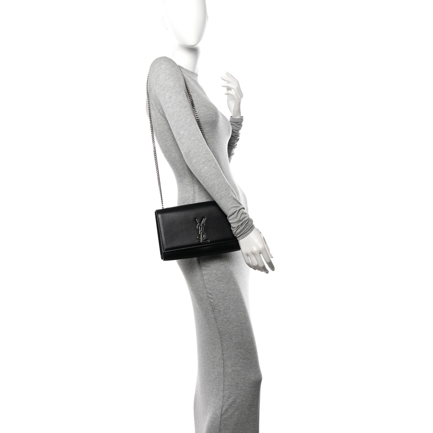 Saint Laurent Grain De Poudre Medium Classic Monogram Kate Satchel Black 2 of 10