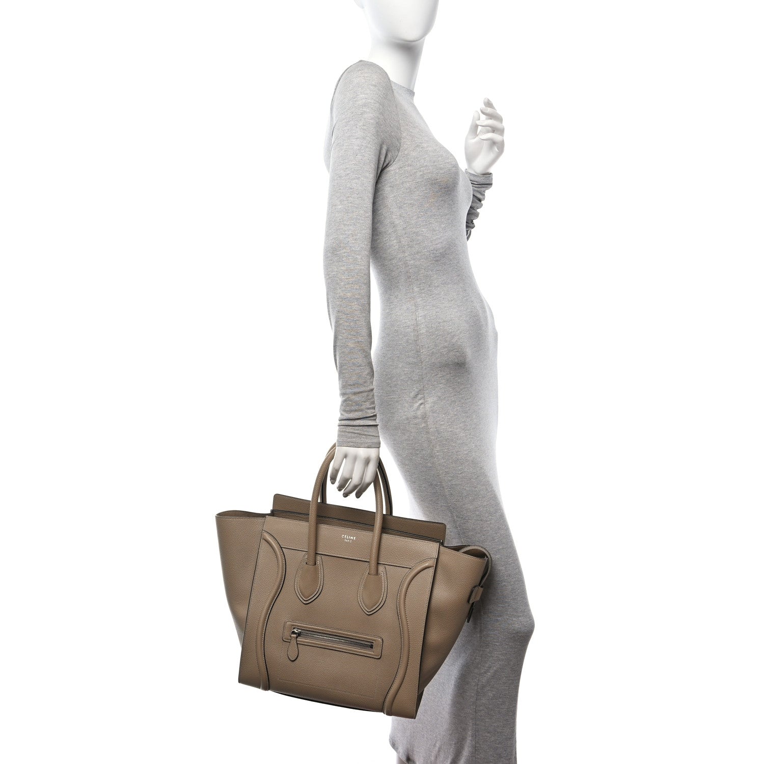 Celine Drummed Calfskin Mini Luggage Dune 2 of 11
