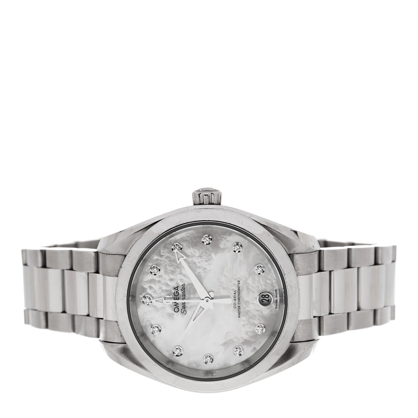 Stainless Steel Diamond Mother of Pearl 34mm Seamaster Aqua Terra Co-Axial Master Chronometer Automatic Watch 220.10.34.20.55.001