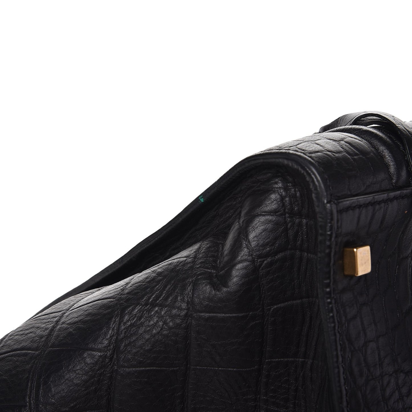 Crocodile Embossed Calfskin Large Phantom Luggage Black