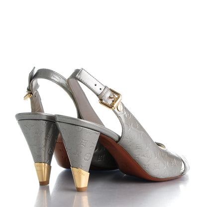 Louis Vuitton Vernis No Doubt Slingback Heels 39 Gris Art Deco 5 of 16