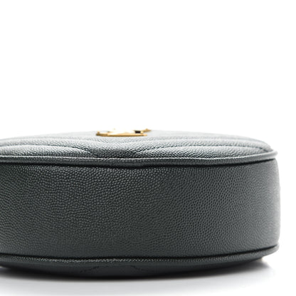 Saint Laurent Grain De Poudre Matelasse Chevron Quilted Round Vinyle Camera Bag New Vert Fonce 8 of 8